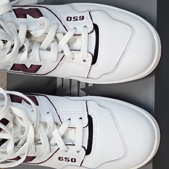 New Balance 650 White and Maroon High-Tops - Picture 7 of 10